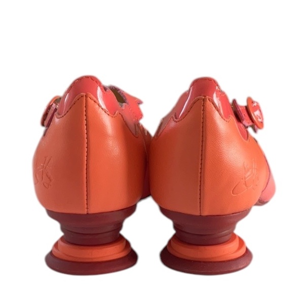 John Fluevog FAIRWAY TRIVIALIS WAVY MARY JANE Shoes Pink Orange, size 7.5 - Picture 6 of 16